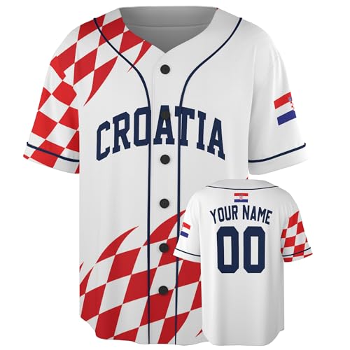 Camiseta de béisbol Croacia - Camiseta deportiva con orgullo croata personalizada con nombre y número miniatura 1