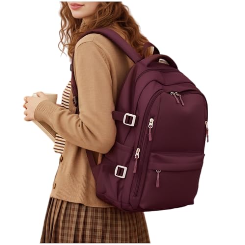 sikazan Schulrucksack Teenager Mädchen Jungen Mit Laptopfach Rucksack Schule Groß Schultasche Damen, School Backpack Black Boys Girls School Bag, Red