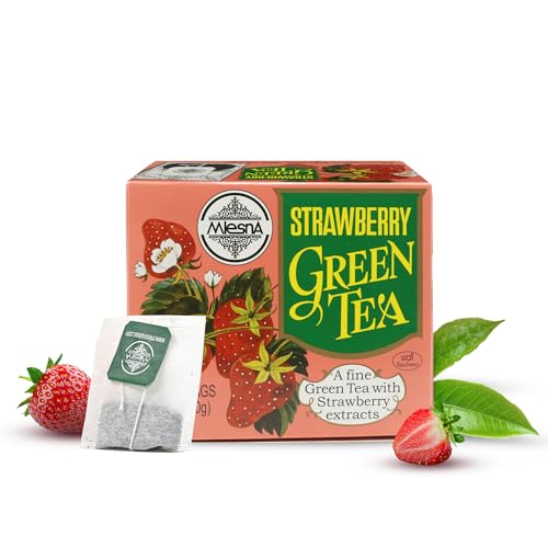 Image of Mlesna Strawberry Green Tea 100g | 50 Foil-Wrapped Tea Bags | Pure Ceylon Green Tea | Rich in Antioxidant | Imported from Sri Lanka