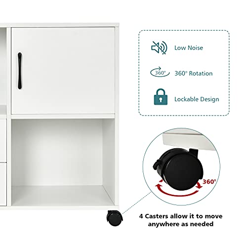 Tangkula Printer Stand With 2 Drawers, Mobile Lateral Filing Cabinet, Rolling Under Desk Storage Cabinet With Open Storage Shelves, Multifunctional Storage Cabinet For Home & Office (White) #TOP6