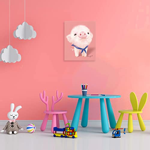 Woxfcart Pig Poster Canvas Wall Art Pink Piggy Picture For Girls Room Bathroom Decor 12X15 thumb #5