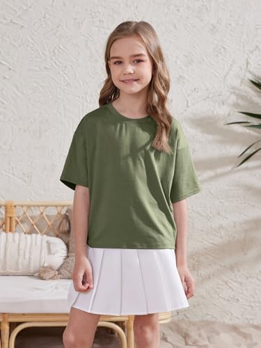Image of ZDC Girls Athletic Oversized Crop Tops Kids Drop Shoulder Short Sleeve T Shirts Workout Tees