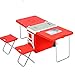 Tavolo da Picnic Barbecue da Esterno Pieghevole, Scatola Portatile Pieghevole Multifunzionale da 28 Litri, Cassetto Frigo con Due Sedie, Design Isolante Multistrato (Rosso)