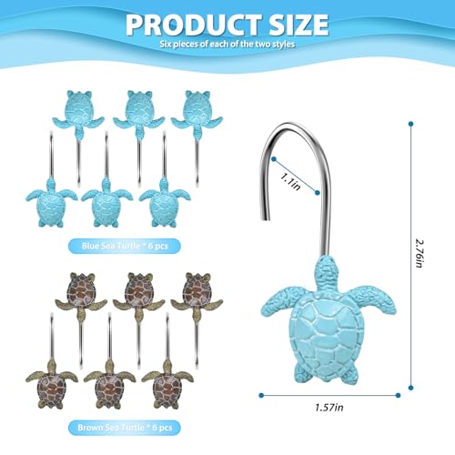 Quimoy Turtle Shower Curtain Hooks, 12PCS Shower Curtain Rings by Quimoy - Image 2
