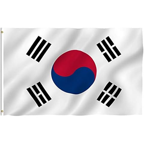 Anley Fly Breeze 3x5 Foot (90 X 150cm) South Korea Flag - Vivid Color and UV Fade Resistant - Canvas Header and Double Stitched - S Korean National Flags Polyester with Brass Grommets Cover