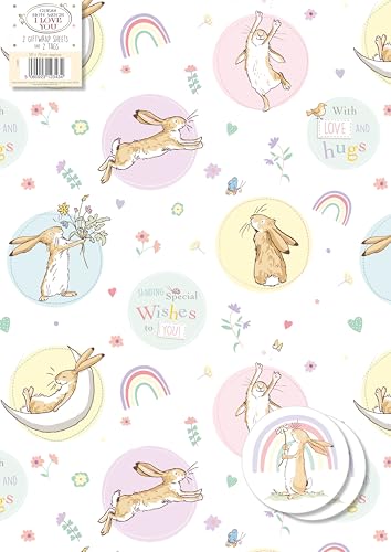 GUESS HOW MUCH I LOVE YOU WRAPPING PAPER 2 SHEETS 2 TAGS PACK GIFT WRAP BIRTHDAYS CELEBRATIONS