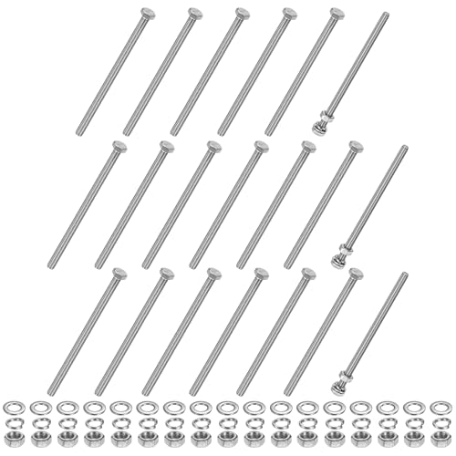 M METERXITY 20-Pack Hex Head Screw Bolt with Nuts Flat &amp; Lock Washers M6x110mm Stainless Steel Bolts and Nuts Kit Fully Threaded Metric Bolt Assortment for Equipment/Machinery