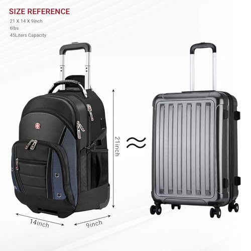star cloud Rolling Backpack with Wheels, USB & Type-C Charging Port, 21x14x9 Water Resistant Wheeled Backpack, 17.3" Roller Laptop Backpack, Carry On Luggage for Business Travel College Work Bag - Image 4