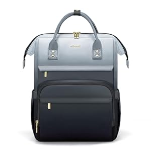 LOVEVOOK Gradient Laptop Backpack for Women,15.6 Inch Work Computer Bakcpack Purse Laptop Bag With Anti-Theft Pocket,Waterproof Carry on Teacher College Backpack for Travel,Black-White-Gray