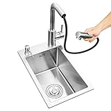 ✔ 【Capacity Gran capacidad】: El fregadero de la cocina tiene una gran capacidad y puede acomodar muchos utensilios de cocina y artículos para el hogar, por lo que puede colocar muchos cubiertos dentro sin preocuparse por la rotura de los cubiertos o la porcelana.