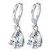 Produktbild sudalv1971 Frauen Mode Party Schmuck Geschenk Teardrop Strass Strumpf Baumeln Leverback Ohrringe Weiß