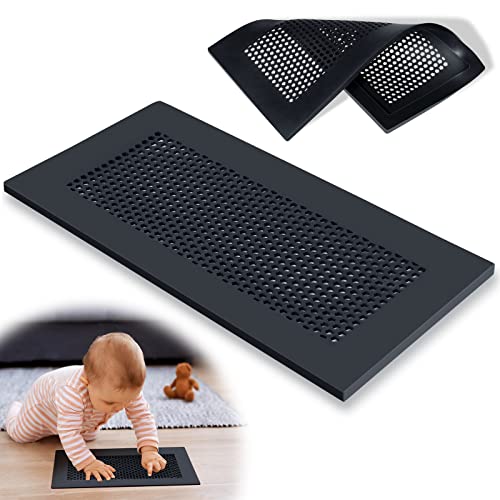 Image of Orzbow Baby Proofing Soft Silicone Vent Cover for Home Wall/Ceiling/Floor Register,Child Proof Floor Air Vent Deflector Cover,Catches Debris Hair & Prevents Creepy Crawlies,Easy Install, Black