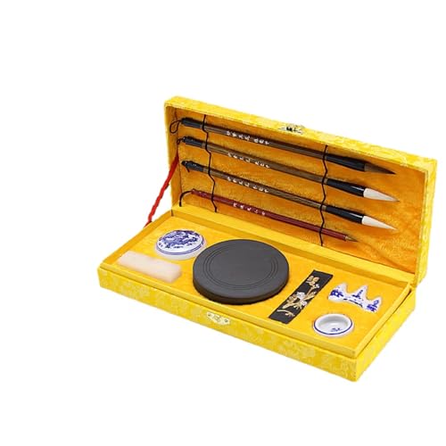 EDCWDTYYEC 中国の書道セット、中国の筆ギフト、インクライティングセット 書道ブラシ* 中国の書道ブラシ、中国書道、勉強4つの宝物ブラシセット 初心者用ブラシ インクペーパーと