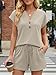 LILLUSORY Womens Henley 2 Piece Short Sets Summer 2026 Lounge Spring Beach Airport Travel Vacation Outfits Matching Sweatsuit Khaki M