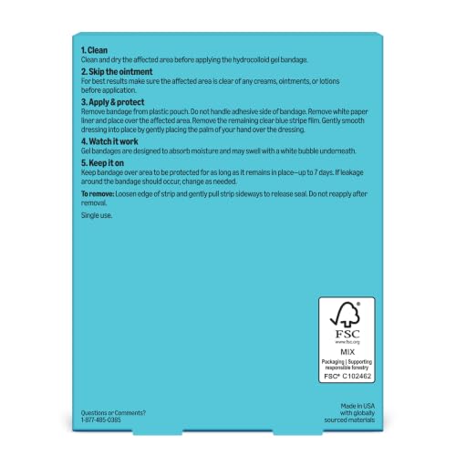 Image of Amazon Basics Hydrocolloid Gel Bandages, Large Wound Dressing 4 Count