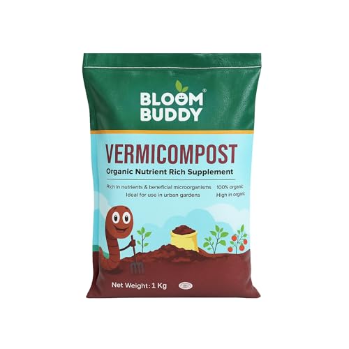 Image of Bloom Buddy Organic Vermicompost for Plants - 1kg | Odorless Manure for Home Garden, Terrace & Indoor Plants | Ready-to-Use Organic Compost Soil Enricher