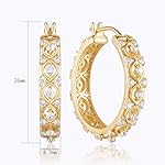 Gold Earrings Hoops 14K Gold Hoop Earrings for Women Cubic Zirconia Hoop Earring for Women Delicate Women's Hoops Earring 25MM - Image 5