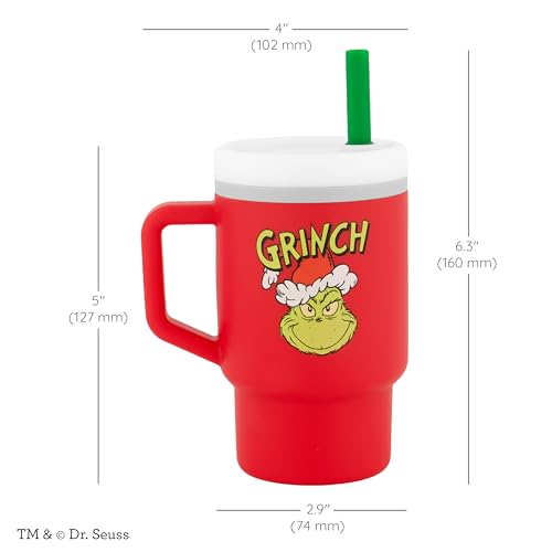 Image of Infantino My 1st Tumbler Silicone Sippy Cup with Straw & Handle Spill Proof Baby Cup on the Go, BPA Free Transition Bottle, Grinch Red