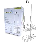 Gecko-Loc Adjustable Hanging Shower Organizer with Adhesive Storage Rack - Shower Shelves - Over ...