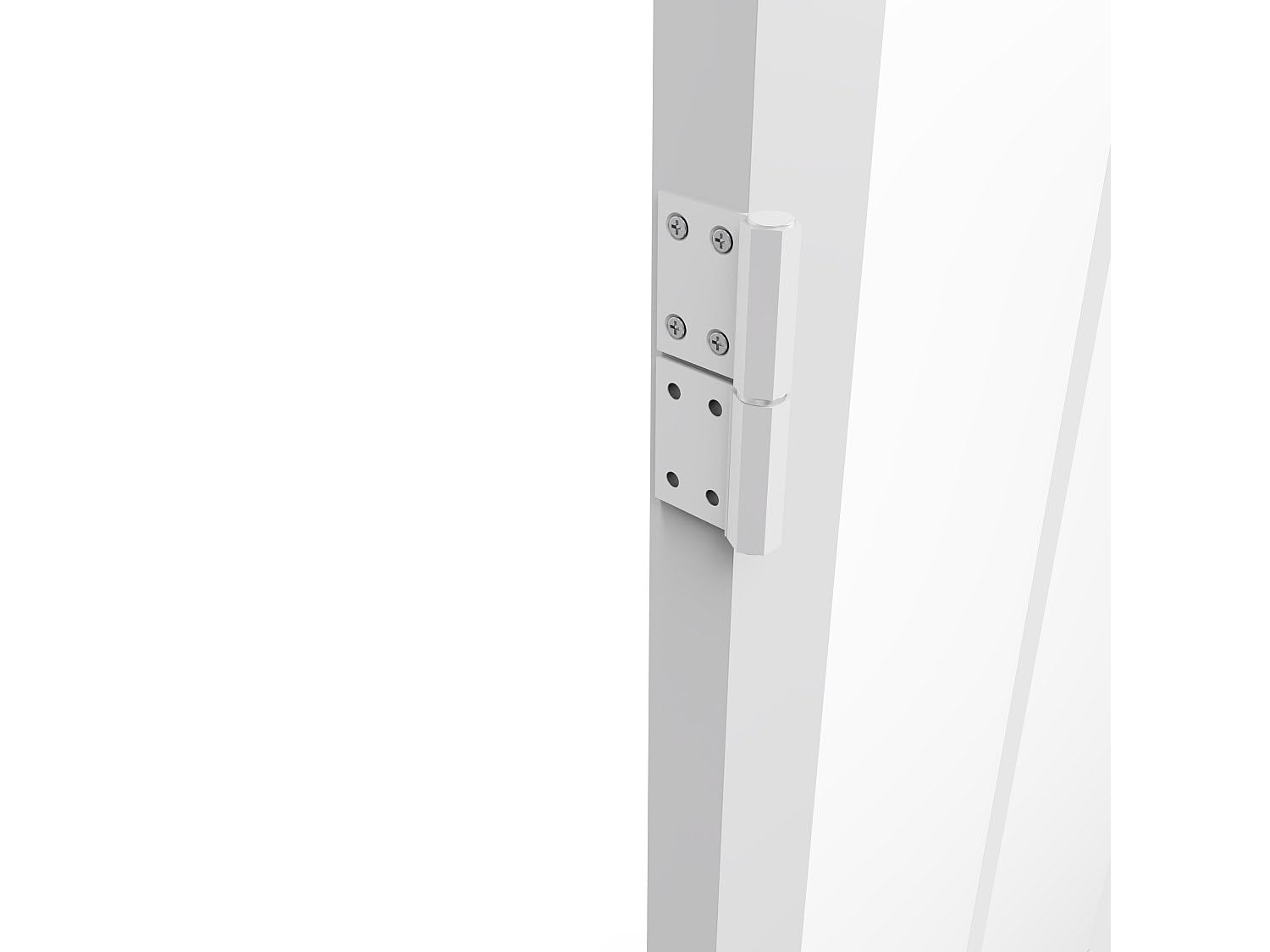 Vente-unique-Puerta reversible de aluminio y vidrio templado tipo taller - Alt. 204 x L73 cm - Blanco - ERMELO