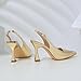 Susanny Gold Slingback Kitten Heels Elegant Dressy Pumps for Women Closed Pointy Toe Sexy Chunky High Heels Wedding Bride Prom Party Dress Shoes 8