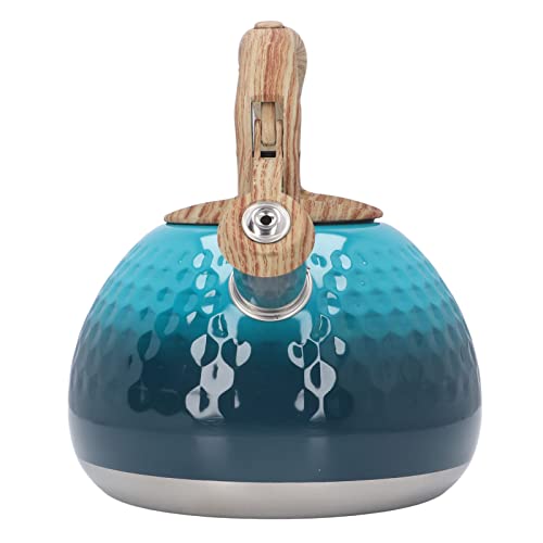 Chaleira de chá azul com assobio alto, fogão de aço inoxidável de grau alimentício 3L, boca larga, r