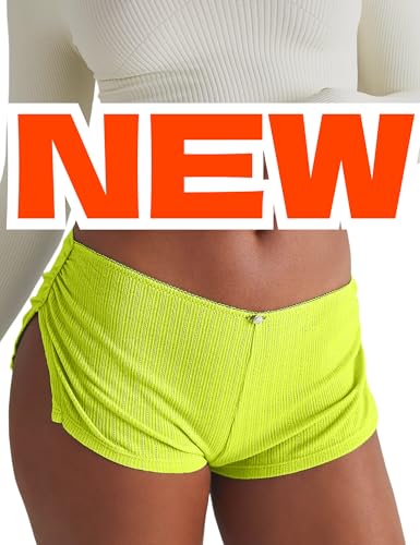 Image of FaroDor Cute Micro Pajamas Shorts for Women Low Rise Side Slit Ruched Lounge Shorts Pj Bottoms