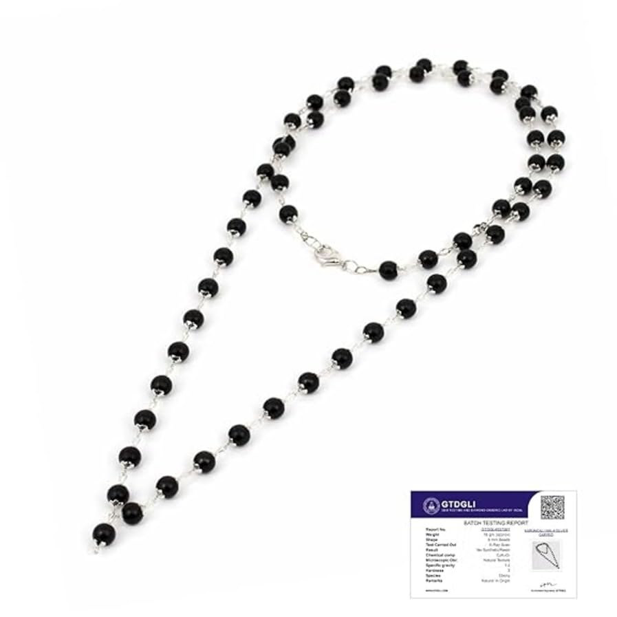 Image of Astrotalk Silver Capped Karungali Malai 6 mm (54+1 Beads) | Karungali Mala Original for Lord Murugan Blessings | Evil Eye Protection & Mangal Dosh | Ideal for Puja & Gift items