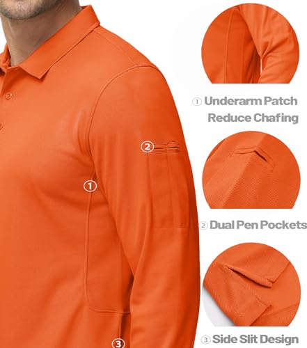 Image of MAGCOMSEN Men's Long Sleeve Golf Polo Shirts Collared Athletic Quick Dry Lightweight Work Shirts