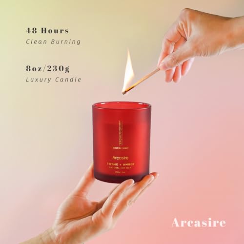 Arcasire Scented Candles Gifts for Women & Men, Thyme & Amber Scented, 8oz Hand-Poured Natural Soy Wax, 48H Long-Burning, Luxury Candle Gift for Birthday, Wedding, Home, Spa, Yoga - Image 3
