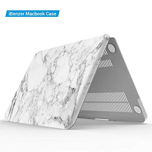 IBENZER MacBook Pro 13 Inch case A1278 Release 2012-2008, Plastic Hard Shell Case with Keyboard Cover for Apple Old Version Mac Pro 13 with CD-ROM, White Marble, P13WHMB+1A