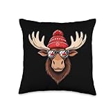 Canadian Flag Moose Sunglasses Funny Maple Leaf Canada Pride Throw Pillow