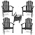 FOLAWO Adirondack Chair Set of 4, All Weather HDPE Fire Pit Chairs, Oversized Plastic Adirondack Chair for Outdoor, Balcony, Deck, Backyard, Patio, Garden, Poolside, Lawn Black