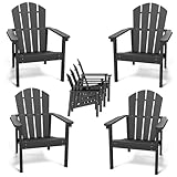 FOLAWO Adirondack Chair Set of 4, All Weather HDPE Fire...