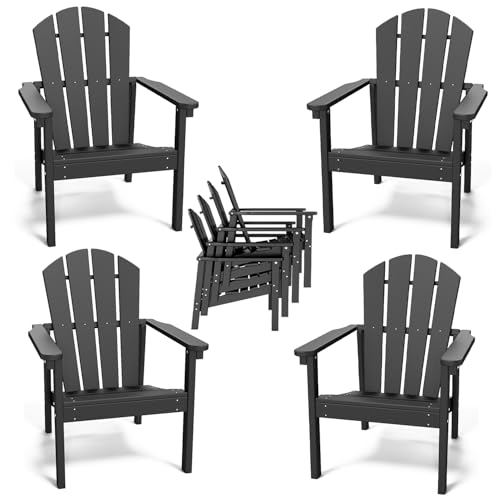 FOLAWO Adirondack Chair Set of 4, All Weather HDPE Fire...