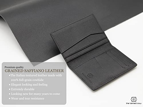 The Tanned Cow Slim Minimalist Wallet for Men Women, Mini Thin Leather Bifold, Front Pocket Credit Card Holder with RFID Blocking, including Gift Box (Black) - Image 4