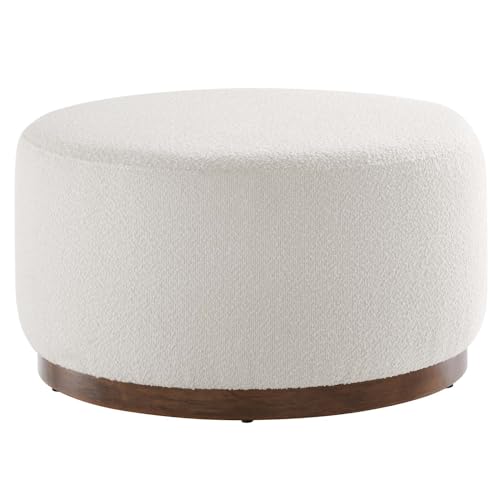 Modway EEI-6681-CLO-WAL Tilden 29 Inch Round Boucle Upholstered Ottoman In Cloud Walnut - Round Ottoman Coffee Table cover