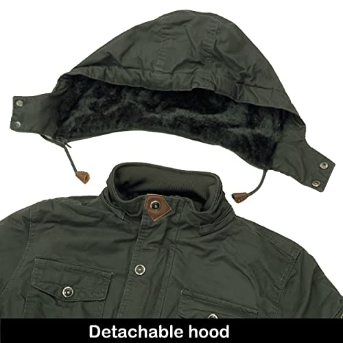 Chexpel Stand Collar Winter Fleece Work Jacket Men Cargo Coat Hunting Tactical Camping Windproof Hiking Jackets Outwear Army Green 3Xl #TOP3