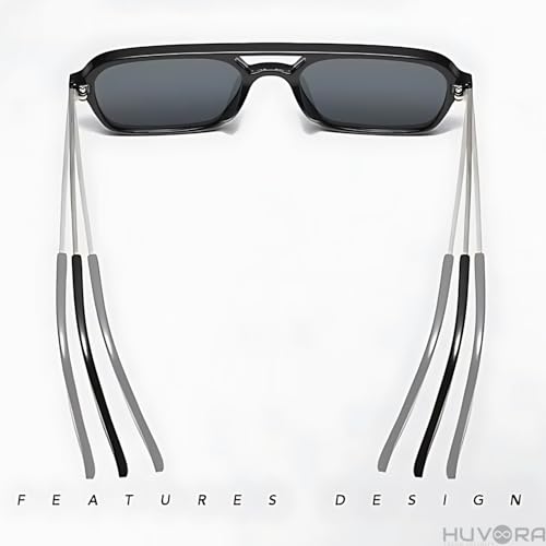 Image of Retro Flat Square 70's Aviator Double Bridge Metal Sunglasses for Men Women | Anti Blue UV Protection Zero Power Stylish Computer Night Driving Glasses | Trendy Branded Goggles