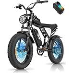 YVY C20 Lite Electric Bike, 70 Miles Max Range, 48V 15.6Ah Removable Battery, 80Nm Motor, 7 Speed Ebike, 20" Fat Tire Dirt Bike, Full Suspension, Dual Disc, LCD Display