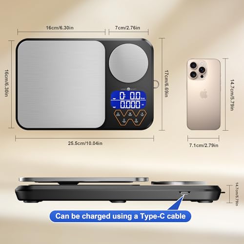 Image of Rechargeable Digital Dual Platform Kitchen Scales Weight, 11 lb Large & 1.1 lb Mini with Two Precisions Food Scale for Sourdough Bread, Baking and Cooking with 3 Units Tare, Accumulation Functions