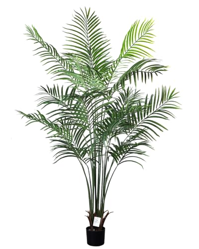 Leflos Leflos Artificial Palm Tree Indoor, 6ft Large Faux Dypsis Lutescens Plant with 18 Detachable Trunks, Tall Tropical Fake Palm Tree Silk Areca Palm Plant in Pot, Nice Home & Housewarming Decor