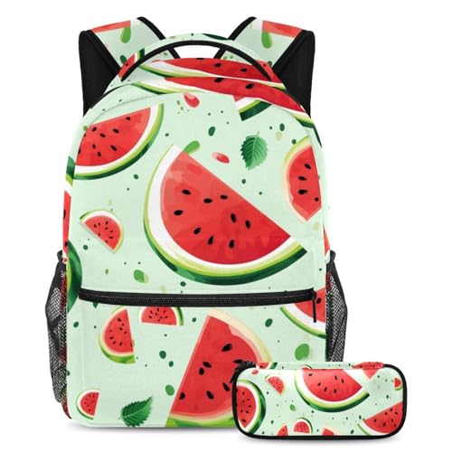 Sac à dos pastèque 2 pièces avec trousse pour l'école et les voyages des ados