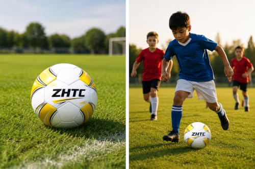 Image of Football with Air Pump - Size 5 Soccer Ball for Training & Match, Durable PU Material, Indoor & Outdoor Use