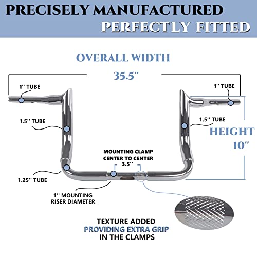 1.5'' Big Dude 10'' Height Handlebars For Harley Davidson Touring Street Glide Handlebars, Ultra Classic Handlebars, Electra Glide Handlebars, Ultra Limited Handlebar & Trike Handlebars Update #TOP3
