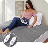 Heated Mattress Pad Queen Size 60'x80', 5 Heating Levels Dual Control with 10 Hours Auto-Off, Cozy Coral Fleece, Warming Bed and Fast Heating, Grey