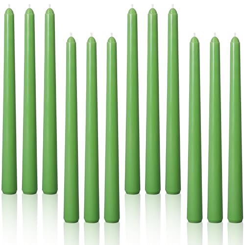 Viyffo Taper Candles, 10 Inch, 12 Pack, Grass Green – Unscented, Smokeless