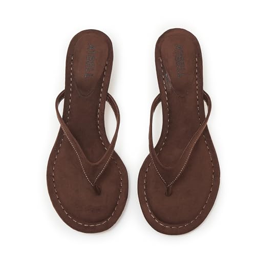 Image of Kitten Heel Thong Sandals for Women Slip-on Low Heeled Sandal Fashion Summer Flip Flops Heels