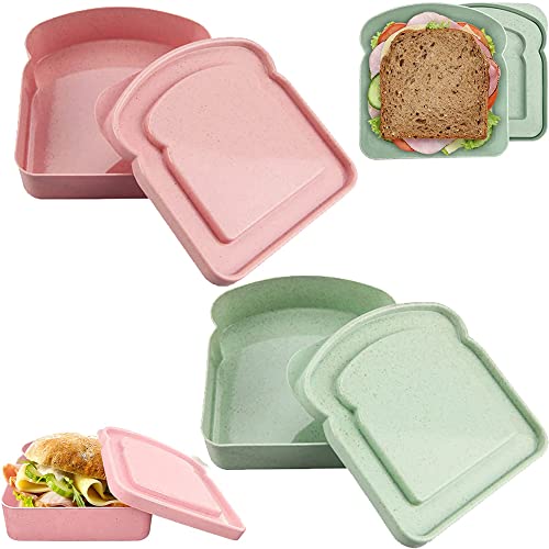NADUSEP Sandwich Containers, 2 Pcs Sandwich Box Food Storage Toast ...