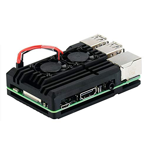 Gizayen Raspberry Pi 4 Model B Case, Dual Cooling Fan, Enclosure Aluminum Alloy Case with Heatsink Pillar